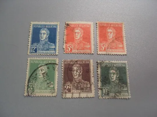 марки Аргентина стандарт личности генерал Сан Мартин лот 6 шт гаш №2178 Ціна