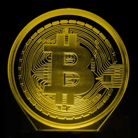 Акриловий світильник-нічник Біткоїн жовтий tty-n001125 Ціна