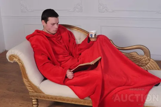 Рукоплед Плед з рукавами і кишенями з мікрофібри 200х150. червоний Недорого