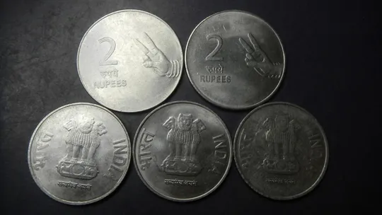 Купити 2 рупії Індія (порічниця) 5шт, всі різні