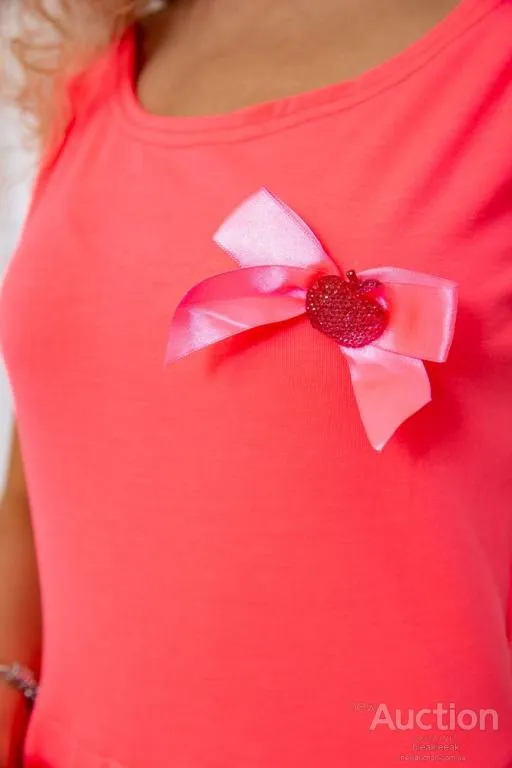 Летнее мини-платье, с баской розового цвета, 167R212 Продаж