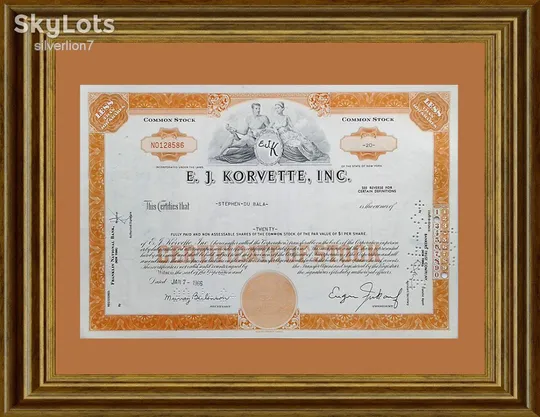 Акція Сертифікат на 20 Акцій E.J.Korvette, Inc. 1966 США Mt 01 З аукціону