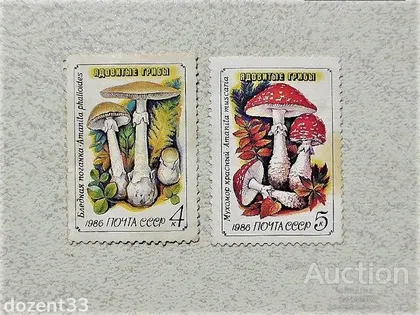 фото, Серія поштових марок СССР " Отруйні гриби " 1986 рік