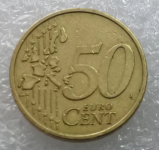 (2250) 50 євроцентів 2002 Австрія викрошки на аверсі (50 евроцентов 2002 Австрия брак) На торгах