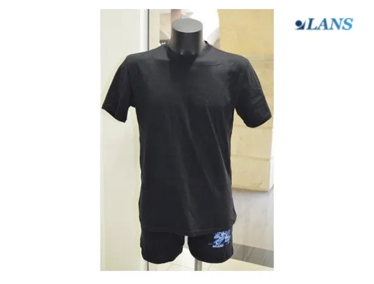 Футболка чоловіча однотонна Lans 12/003 бавовна чорна (розміри: M-3XL) L Ціна