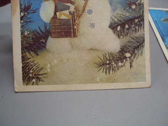 Открытка С новым годом! снеговик почтальон художники И. Дергилев 1976 год лот 2 шт №16191 Продаж