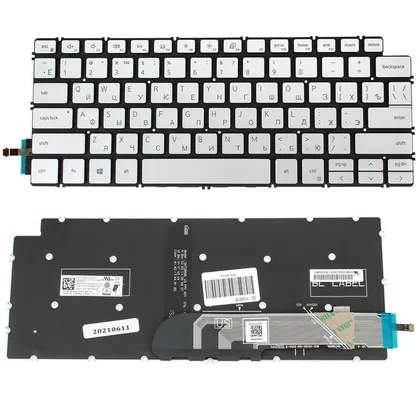 фото, Клавіатура для ноутбука DELL (Inspiron: 5390, 5490, 7490) rus, silver, без кадру, підсвічування клавіш (оригінал)