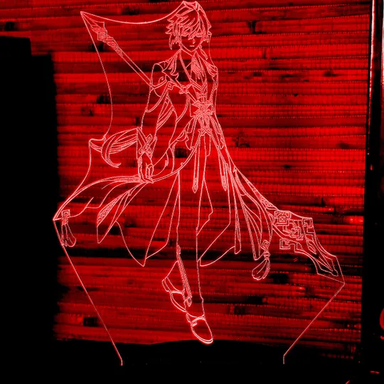 Акриловий світильник-нічник Чжун Ли (Zhongli) 2 червоний tty-n000670 Ціна