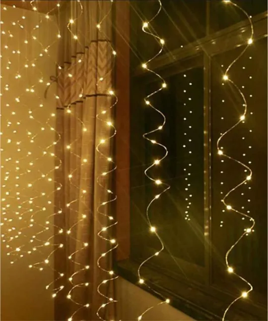 Гирлянда штора Роса + пульт, 1,8x1,2м, 144 LED, от USB и сети 220В, 12 нитей, 8 режимов Теплый белы Продаж