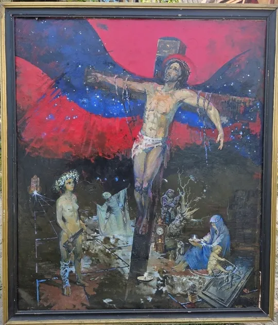 Син людський розіп'ятий на власних крилах. Картина художника С.Ф.Заволокіна. Ціна