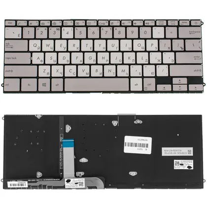 фото, Клавіатура для ноутбука ASUS (UX490 series) rus, silver, без фрейма, підсвічування клавіш