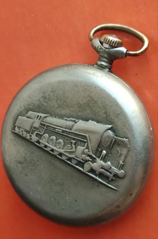 Карманные часы СССР Молния Паровоз в рабочем состоянии kt985. Продаж
