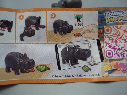 Фигурка киндер сюрприз VT080 Ferrero бегемот и еда бегемотик животные №18610л З аукціону