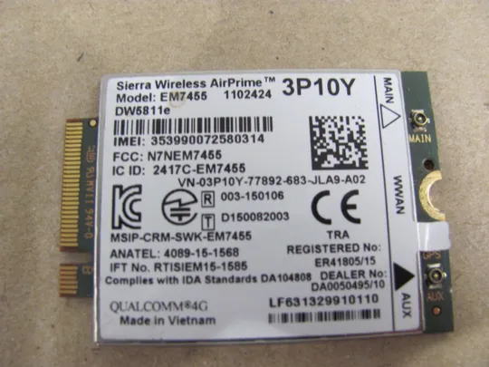 номер0596-12 4G модем EM7455 03P10Y  для Dell Latitude E7270 E7470 7470 PRECISION  7710 7720 оригінал Ціна