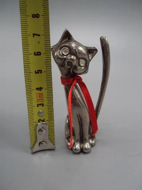 Купити Фигура миниатюра статуэтка кот с бантиком металл Европа кошка с бантом высота 7,3 см №15044