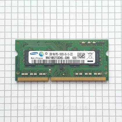 фото, Модуль пам'яті Samsung 2GB 1Rx8 PC3-10600S (DDR3) M471B5773CHS-CH9 для ноутбука оригінал