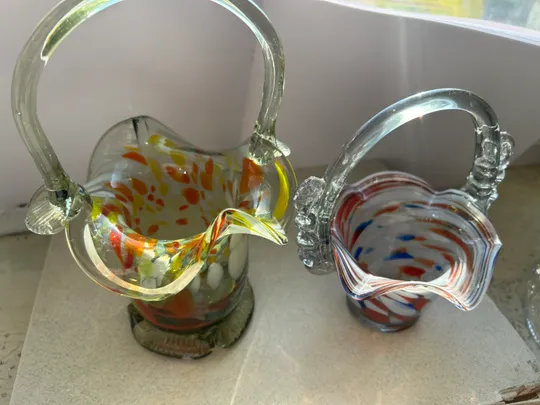 Вінтажні вази, з кольорового скла СССР 70-ті роки, 2 штуки, більша та менша Продаж