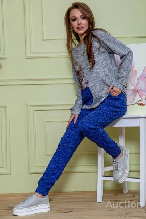 Женский костюм штаны + кофта, серо-синего цвета, 172R1211-2 Де купити