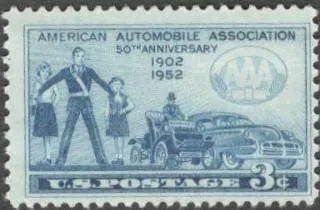 США (USA) 1952 г. 50-ЛЕТНИЙ ЮБИЛЕЙ АМЕРИКАНСКОЙ АВТОМОБИЛЬНОЙ АССОЦИАЦИИ. СОСТОЯНИЕ ИДЕАЛ  С КЛЕЕМ. Ціна