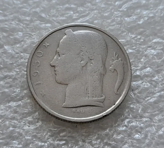 (5726) 5 франків 1950 Бельгія (5 франков 1950 Бельгия) легенда французькою 'BELGIQUE' Ціна