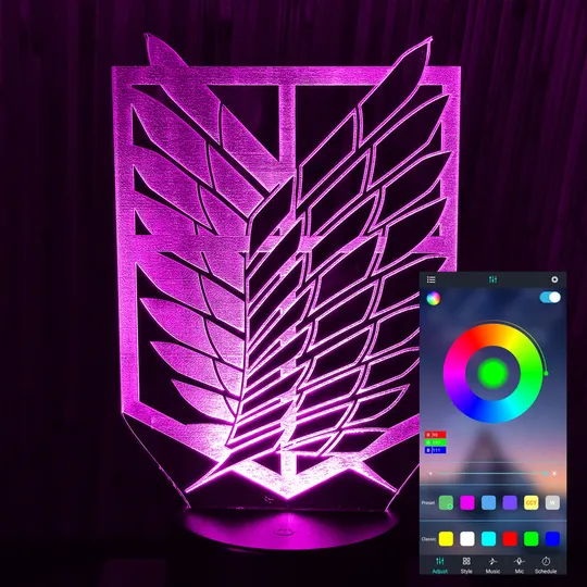 Акриловий світильник-нічник керування з телефона Битва Титанів Крила Свободи tty-n000767 Ціна