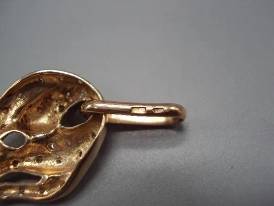 Подвеска кот кошка кулон пума пантера золото клеймо 585 проба Украина камни фианит вес 6,92 г №14712 Недорого