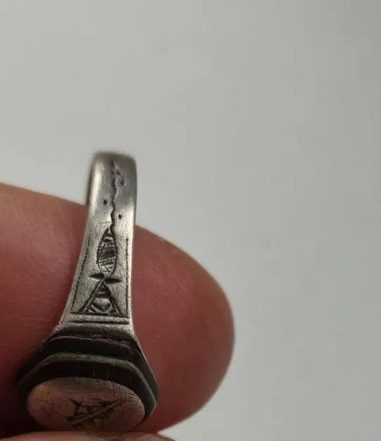 19 век или ранее Серебряное кольцо с печаткой, редкий предмет vp736 З аукціону