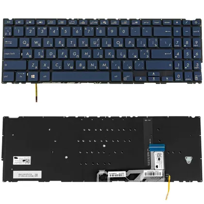 фото, Клавіатура для ноутбука ASUS (UX534 series) ukr, blue, без фрейма, підсвічування клавіш(оригінал)