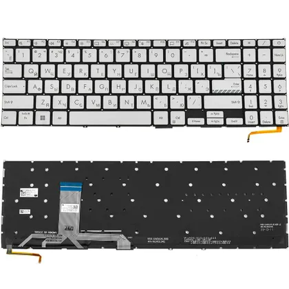 фото, Клавіатура для ноутбука ASUS (X1502 series) rus, silver, без кадру, підсвічування клавіш