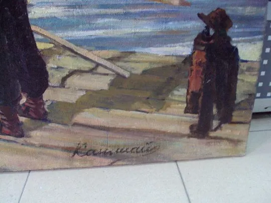 Картина Сплав леса гуцулы Кашшай холст, масло размер 100 х 199,8 см №184 Де купити