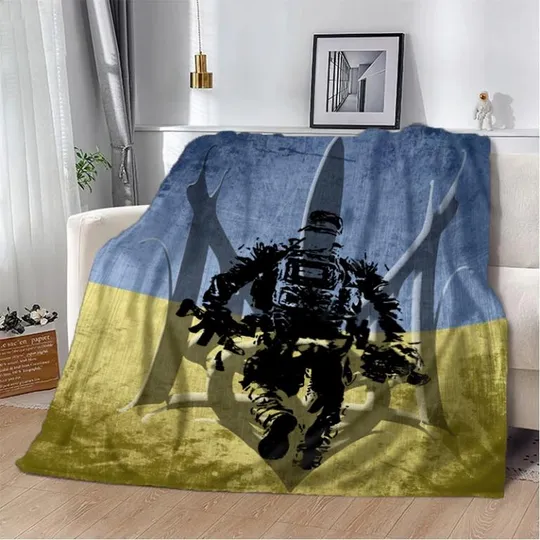 Плед патриотический 3D Украинский воин 20222339_A 10624 160х200 см Ціна