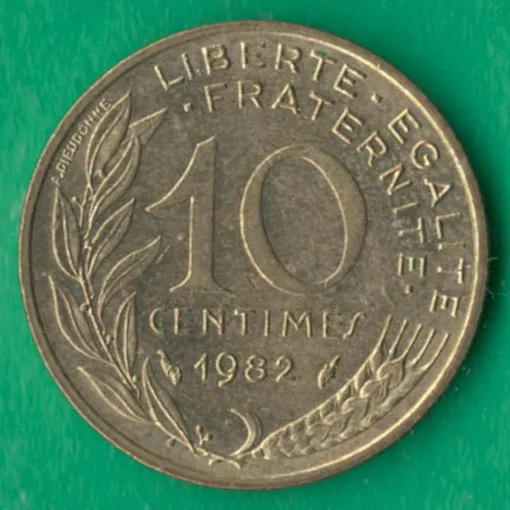 10 сантимів 1982 року Франція [М] Ціна