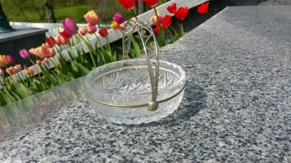 фото, Ваза цукерниця міні старе радянське прозоре скло мельхіорова ручка скань Вживане