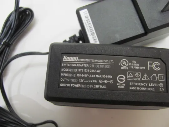 0820 адаптер живлення  SUNNY SYS1531-2412-W2 12V 2.0A  3 шт НІМЕЧЧИНА Продаж