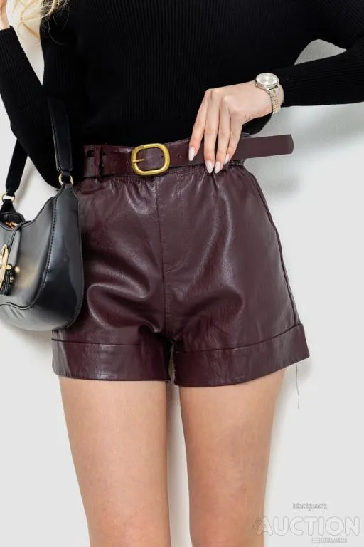 Шорты женские экокожа, цвет бордовый, 186R5222 Ціна