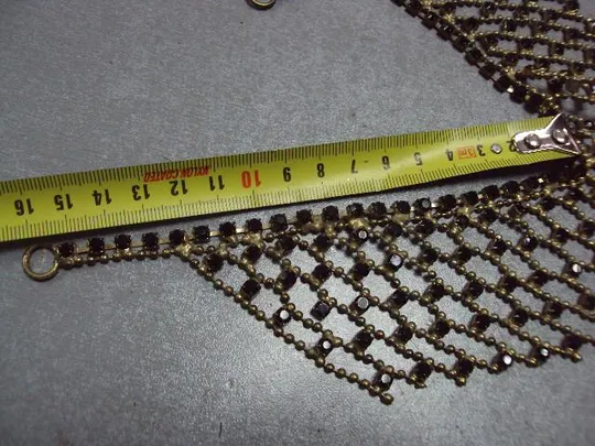 Бижутерия колье-пластрон ожерелье с черными вставками размер 5,5 х 16,2 (32,4) см №13471 Недорого