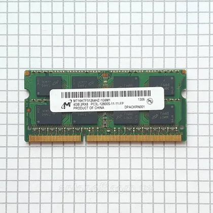 фото, Модуль пам'яті Micron 4GB 2RX8 PC3L-12800S (DDR3L) MT16KTF51264HZ-1G6M1 для ноутбука