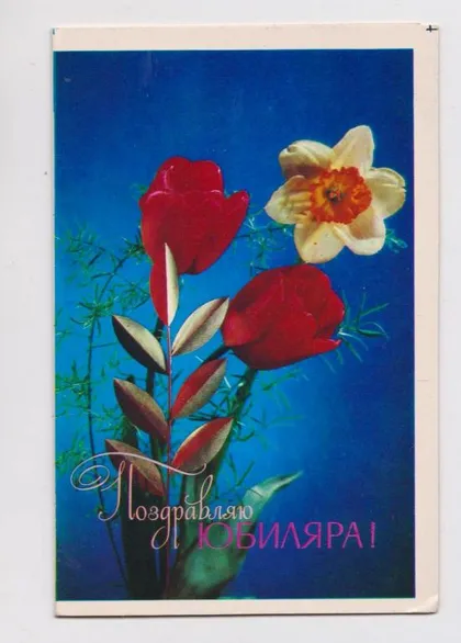 фото, ПОЗДРАВЛЯЮ ЮБИЛЯРА = 1974 г. = ЛИСЕЦКИЙ = двойная чистая #