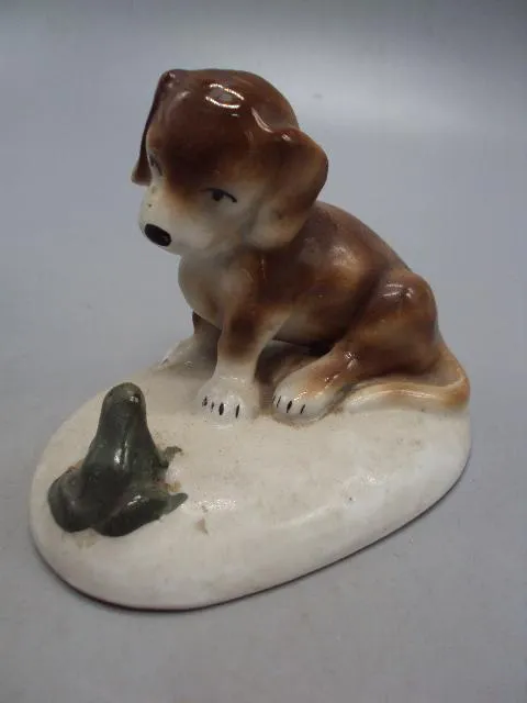 Фигура фарфор Германия щенок с лягушкой собака и лягушка собачка высота 7,5 см №14213 Характеристики