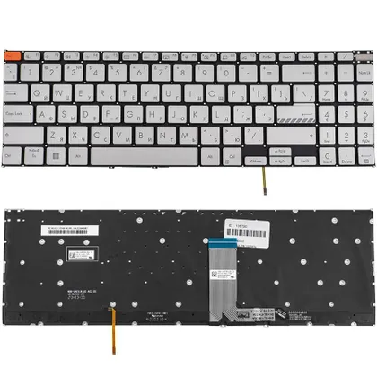 фото, Клавіатура для ноутбука ASUS (K6602 series) rus, silver, без кадру, підсвічування клавіш (ОРИГІНАЛ)
