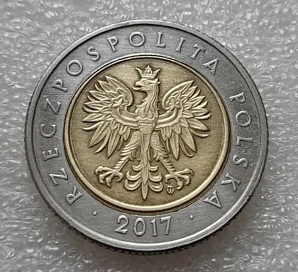 фото, (8082 ря) 5 злотих 2017 Польща (злотий, злоті, злотый, Польша, Polska) невелике зміщення