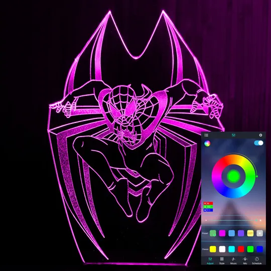 Акриловий світильник-нічник керування з телефона Людина-Павук 2 (Spider-Man) tty-n001072 Ціна