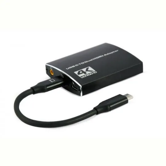 Адаптер Cablexpert USB Type-C - 2xHDMI + 3.5 мм (M/F) Black (A-CM-HDMIF2-01) Ціна