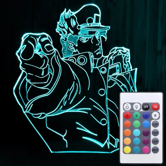 Акриловий світильник-нічник з пультом 16 кольорів Джотаро Куджо (ДжоДжо) tty-n001015 Ціна