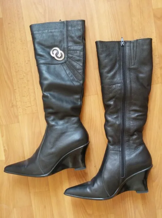 Купити Сапоги зимние женские на меху кожаные на тонкетке &quot;Скала&quot; р38 на худую ногу взуття