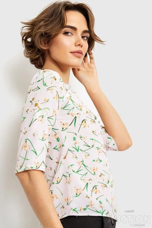 Блуза с цветочным принтом, цвет розово-зеленый, 230R112-5 З аукціону