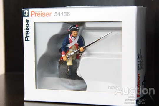 американец пруссак СТРЕЛОК-мушкетер PREISER ELASTOLIN 70мм ФРГ №541136 Ціна