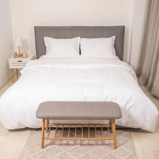 Постельное белье полуторное Tiare Сатин Stripe White-1.5 210х143 см белое Ціна