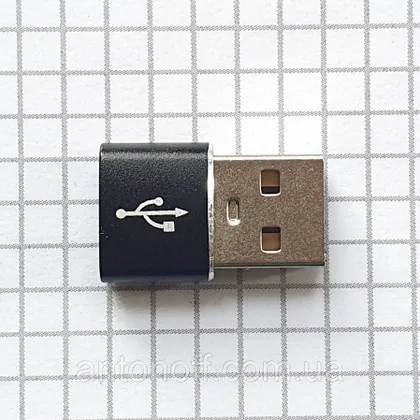 фото, Перехідник Type-C (мама) на USB (тато) металевий Чорний