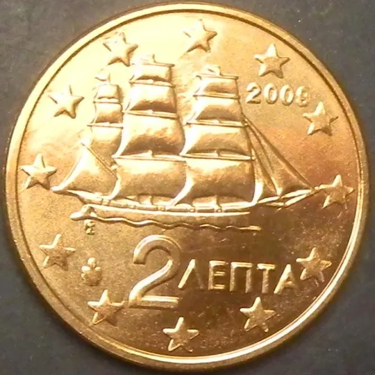 2 євроцента 2009 Греція UNC Ціна